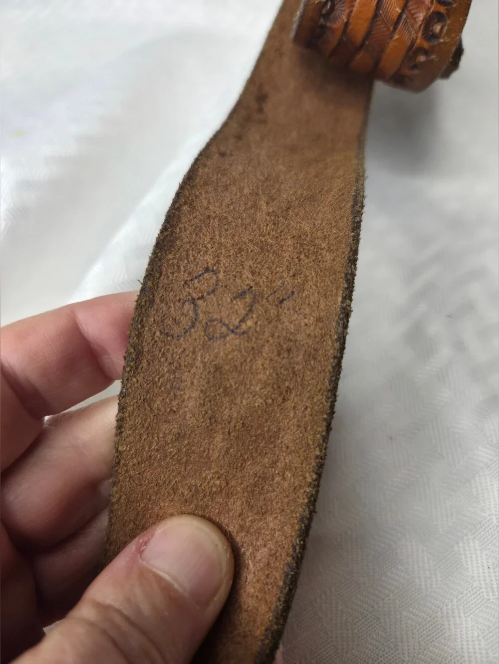 Handmade Vintage Hand Tooled Leather Western Belt – 32